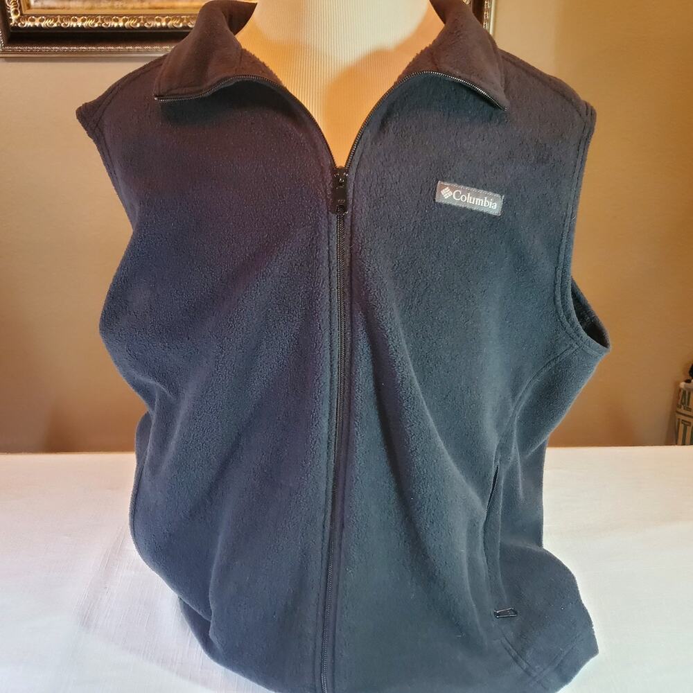 Columbia Mens 2X Black Full Zip Fleece Vest Jacket Top